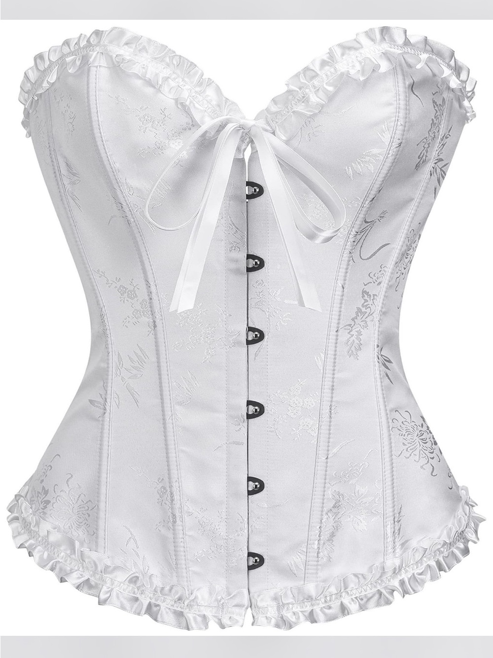 White Satin Ruffled Bustier Corset Top NWT